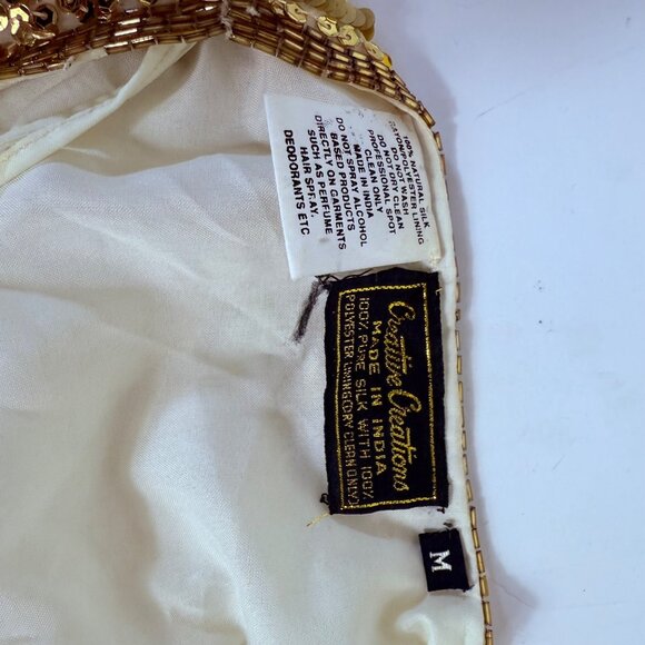 Creative Creations Gold Evening Jacket Womens M Sequin Beaded Embellished VTG - Picture 11 of 14